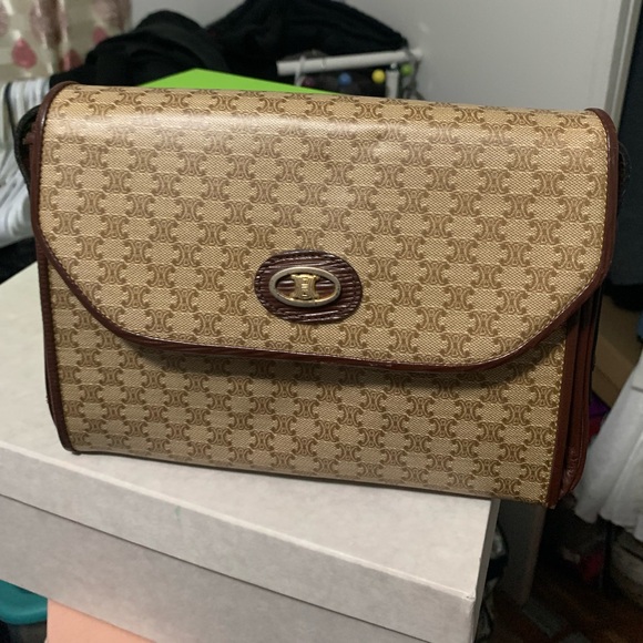 CELINE Macadam Blason Triomphe Leather Shoulder Bag - Picture 7 of 14